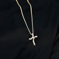 thumbnail image 3 of Rosec Jewels Lab Created Diamond Cross Necklace for Women (Ef-Vs Quality) - Ribbon Cross Pendant - Ready to Gift for Christmas, 10K Yellow Gold, 3 of 8