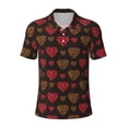 thumbnail image 2 of Daiia Gold Glitter Heart Pattern Men’s Polo Shirts,Solid Deck Shirt,Classic Fit, Breathable Cotton Polo for Casual and Sport Wear-Small, 2 of 9