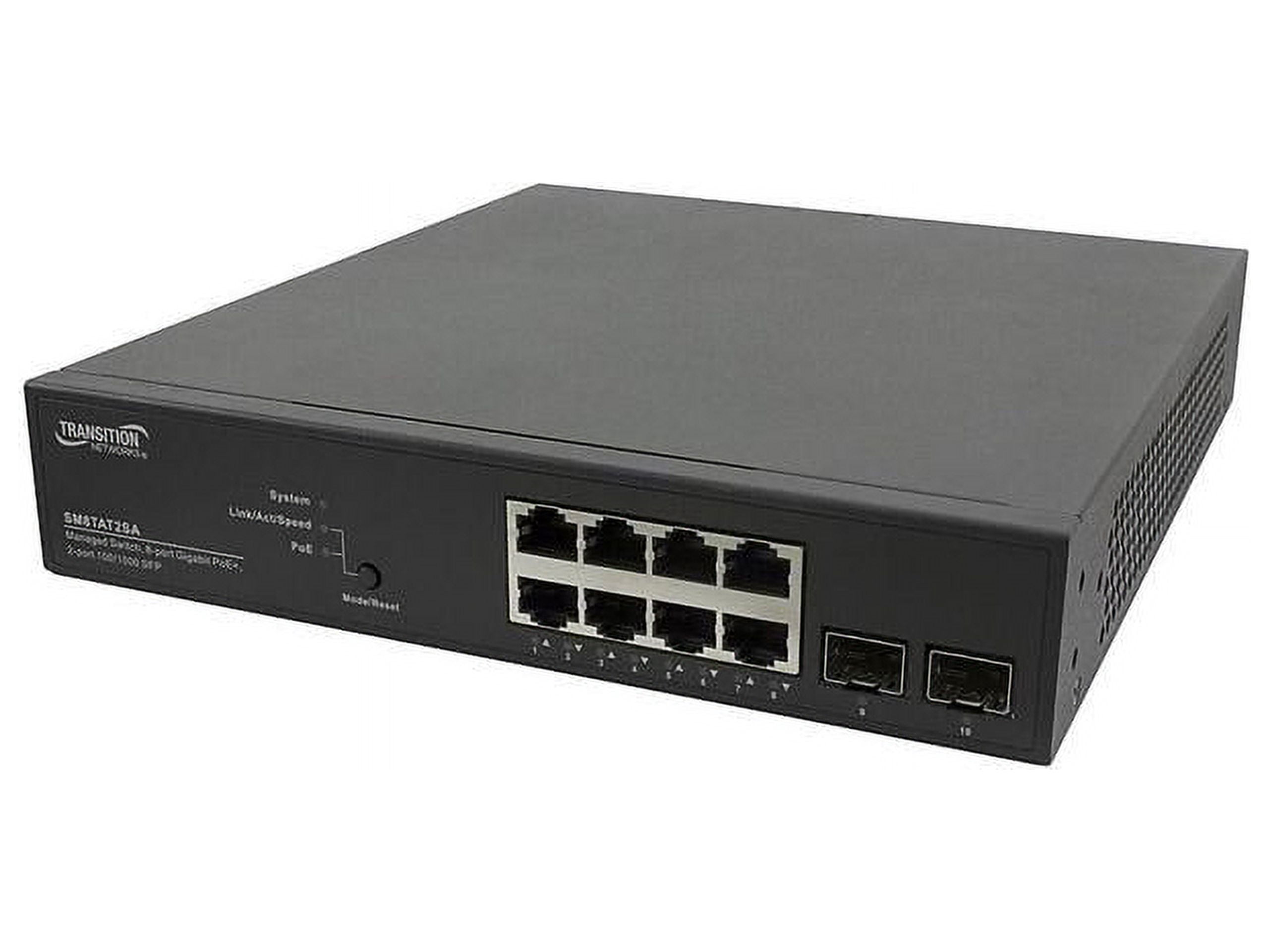 Transition Networks 8-Port Smart Managed PoE+ Switch w/ 2 SFP Slots