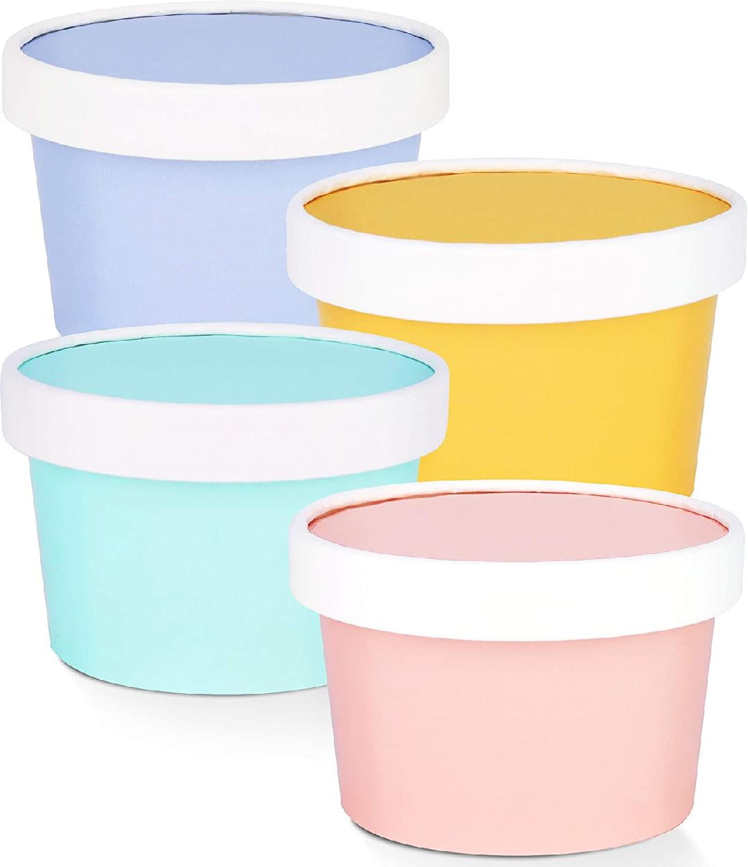 Leeten 6pcs Ice Cream Cups Smoothie Cups Set, Homemade PP Ice Cream  Containers with Lids, Reusable Ice Cream Storage Containers for Freezer 