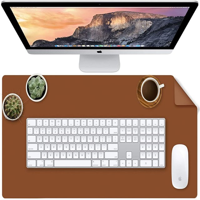HAOANDesk Pad Leather Dual Side Table Cover Desk Water Repellent Protector Blotter Mouse Pad for Writing Laptop Desktop at Academic Office Home (Small Navy Blue)