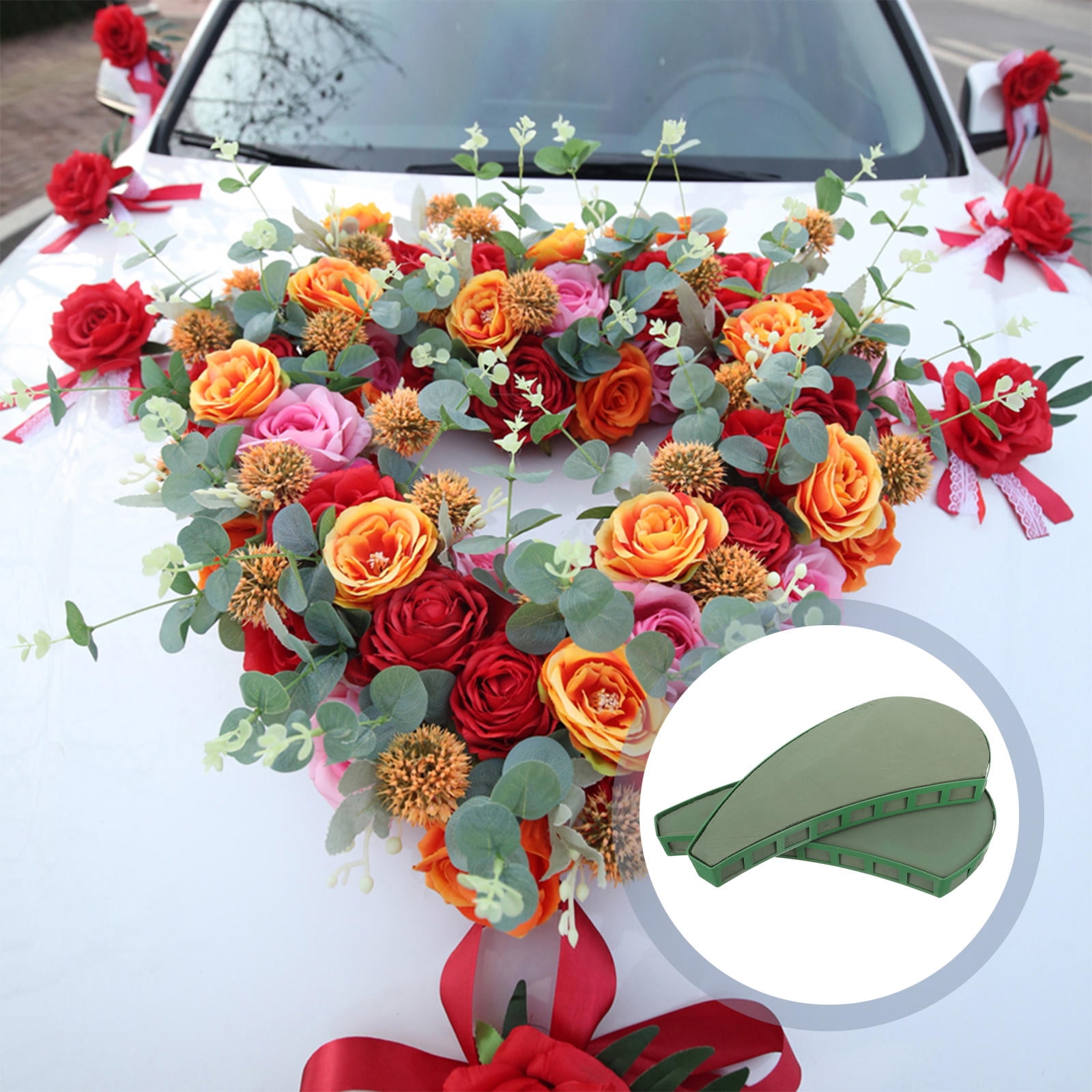 NUOLUX Plastic Floral Foam Blocks Green for Wedding Car with Suction Cup