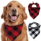 thumbnail image 3 of Babero para mascotas, toalla para saliva, babero triangular, pañuelo para perro a cuadros rojos, 3 of 5