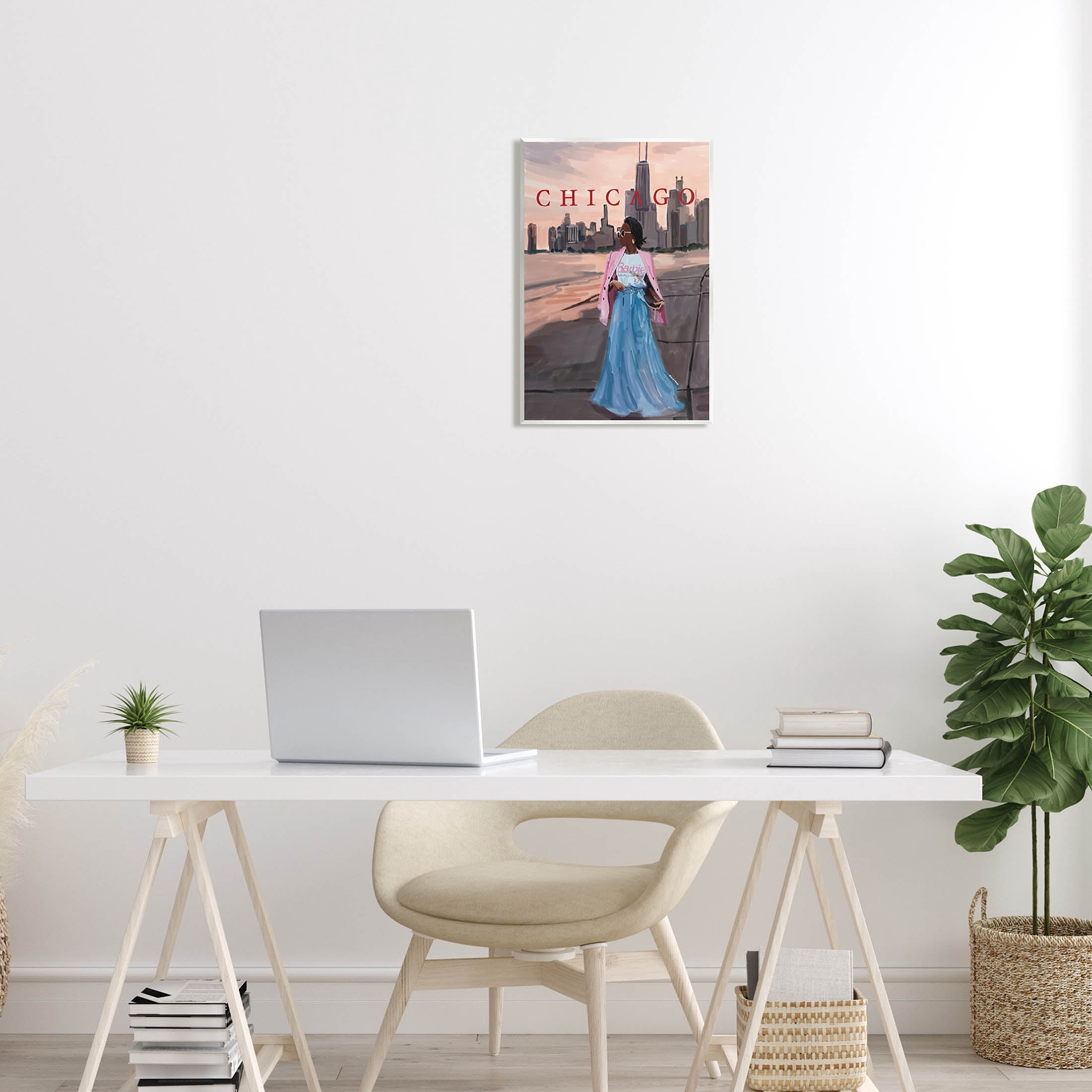 Stupell Industries Fashionable Woman Urban Chicago City Graphic Art Unframed Art Print Wall Art, Design by Amelia Noyes
