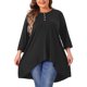 thumbnail image 1 of GRACE & GRANDEUR Túnica de Talla Grande para Mujeres de Manga 3/4 con Botones Cuello Redondo Ajuste Suelto Casual Camisetas 1X Negro, 1 of 5