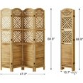 thumbnail image 5 of Room Divider with Shelves, 68.9inch Wood Carved and Louvered Wall Divider Freestanding, 4 Panels Folding Partition Screen for Bedroom Home Office (Natural), 5 of 8