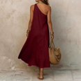 thumbnail image 5 of Women's One Shoulder Maxi Dress, Sexy Asymmetric Sleeveless Long Dresses, Loose Fit Cotton Linen Feel Summer Beach Vacation Sundress with Pocket, 5 of 5
