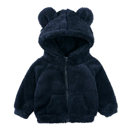 

Wdfiry Toddler Winter Coat Jackets for Girls Boys Bear Ear Zipper Fleece Winter Warm Hooded Outerwear Coat for Kids Sweatshirt Unisex 9M-7T