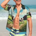 thumbnail image 7 of Susaid Prairie Pasture Cow Print Short Sleeve Shirts Button Down Casual Shirts Summer Beach Aloha Button Down Short Sleeve for Men ,X-Large, 7 of 7