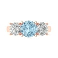 thumbnail image 2 of 3.25ct round cut blue natural aquamarine 14k rose gold 3 stone Bridal Wedding Engagement Promise Anniversary Ring for Women size 10.5, 2 of 7
