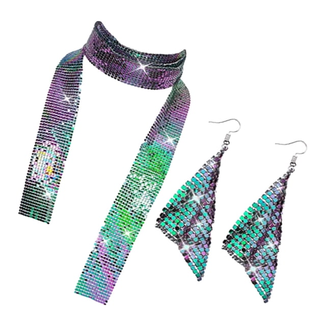 Pendientes largos con borlas Sunnimix Lentejuelas de metal