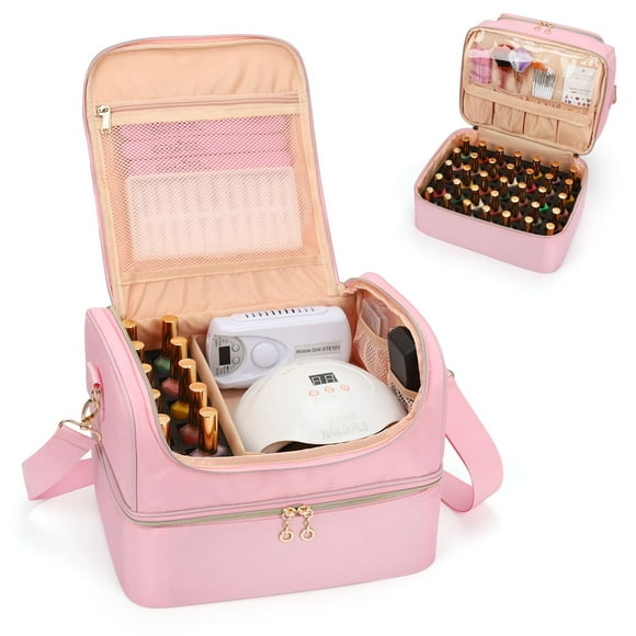 Funda organizadora para esmaltes de uñas CUBETASTIC, 45 ranuras, color rosa