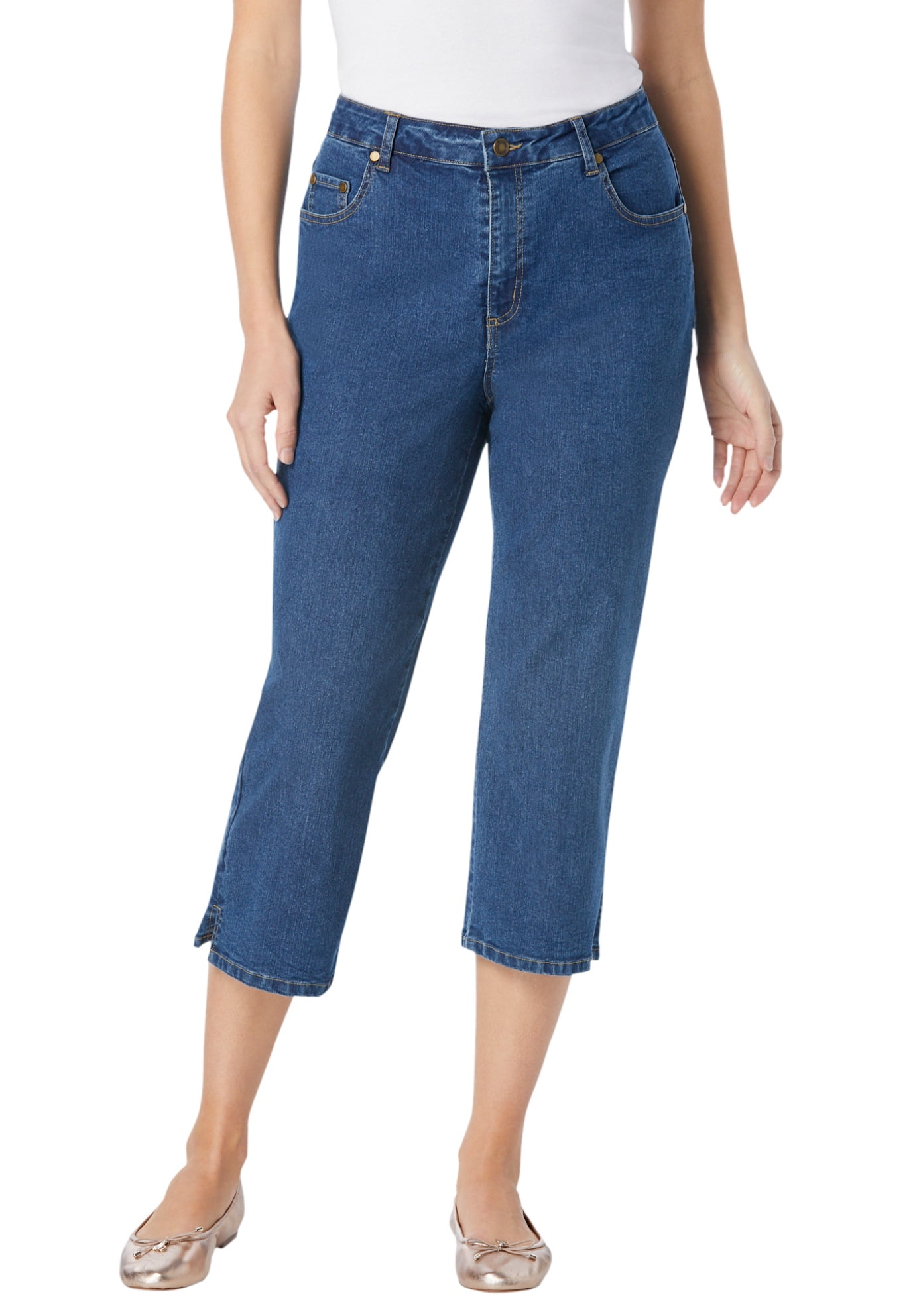 Woman Within Women's Plus Size Capri Stretch Jean Jean - Walmart.com