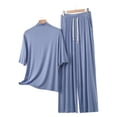 thumbnail image 4 of Wensltd Women's Wide Leg Cropped Pants Elastic Waist Soft Lightweight Comfy Casual Nightwear for All Season, 4 of 8