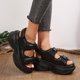 thumbnail image 2 of Bmisegm Ladies Casual Shiny Leather Outwear Open Toe Breathable Beach Thick Bottom Large Size Sandals Sandals Women Summer Black 9, 2 of 9