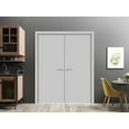 thumbnail image 3 of Solid French Double Doors 36 x 80 inches | Planum 0010 Matte Grey | Wood Solid Panel Frame Trims | Closet Bedroom Sturdy Doors, 3 of 6