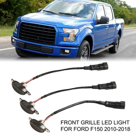 3x Smoke LED Ice Blue Lamp DRL Grille Light For Ford F150 F-150 Raptor 2010-2018