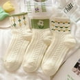 thumbnail image 3 of 5 Pair Cute Women's Cottagecore Lace Ruffle Ankle Socks - Cable Knit Cotton Coquette Aesthetic Socks, 3 of 7