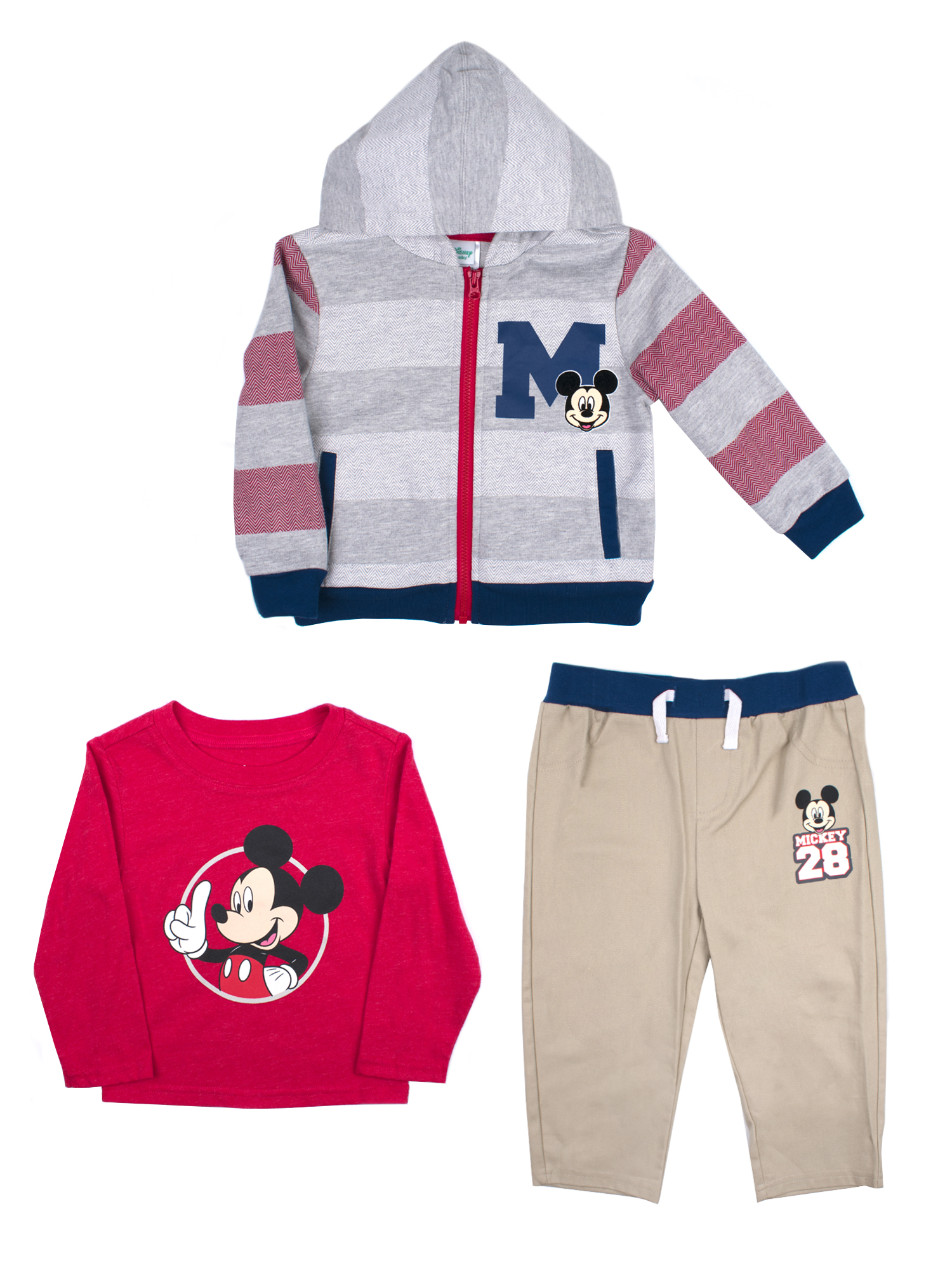 3pc Toddler baby boys Girls Mickey Outfit Hooded coat+T shirt+pants clothes set