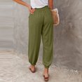 thumbnail image 4 of LLYwey Dressy Pants For Women Fashion Women Plus Size Drawstring Casual Solid Elastic Waist Pocket Loose Pants Ladies Pants Long Pant Style H3006 Green XXL, 4 of 5