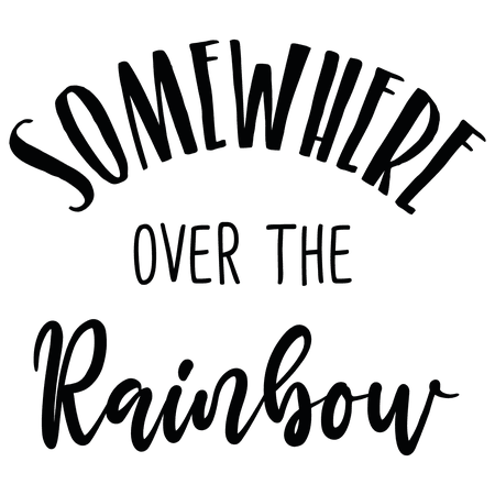 Somewhere Over The Rainbow Word Art Creative Design Vinyl Wall Decal - Positive Motivational Sayings and Famous Phrase Artwork for Living Room Wall Decoration 20" x 20"