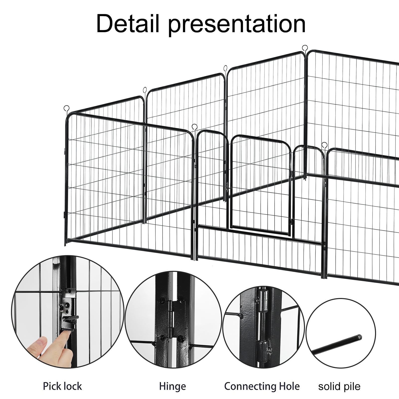 confote 16 Panel 40-inch Dog Playpen Foldable Puppy Exercise Pen Outdoor Indoor Pet Fence Barrier Kennel for Large Dogs Cats Rabbits