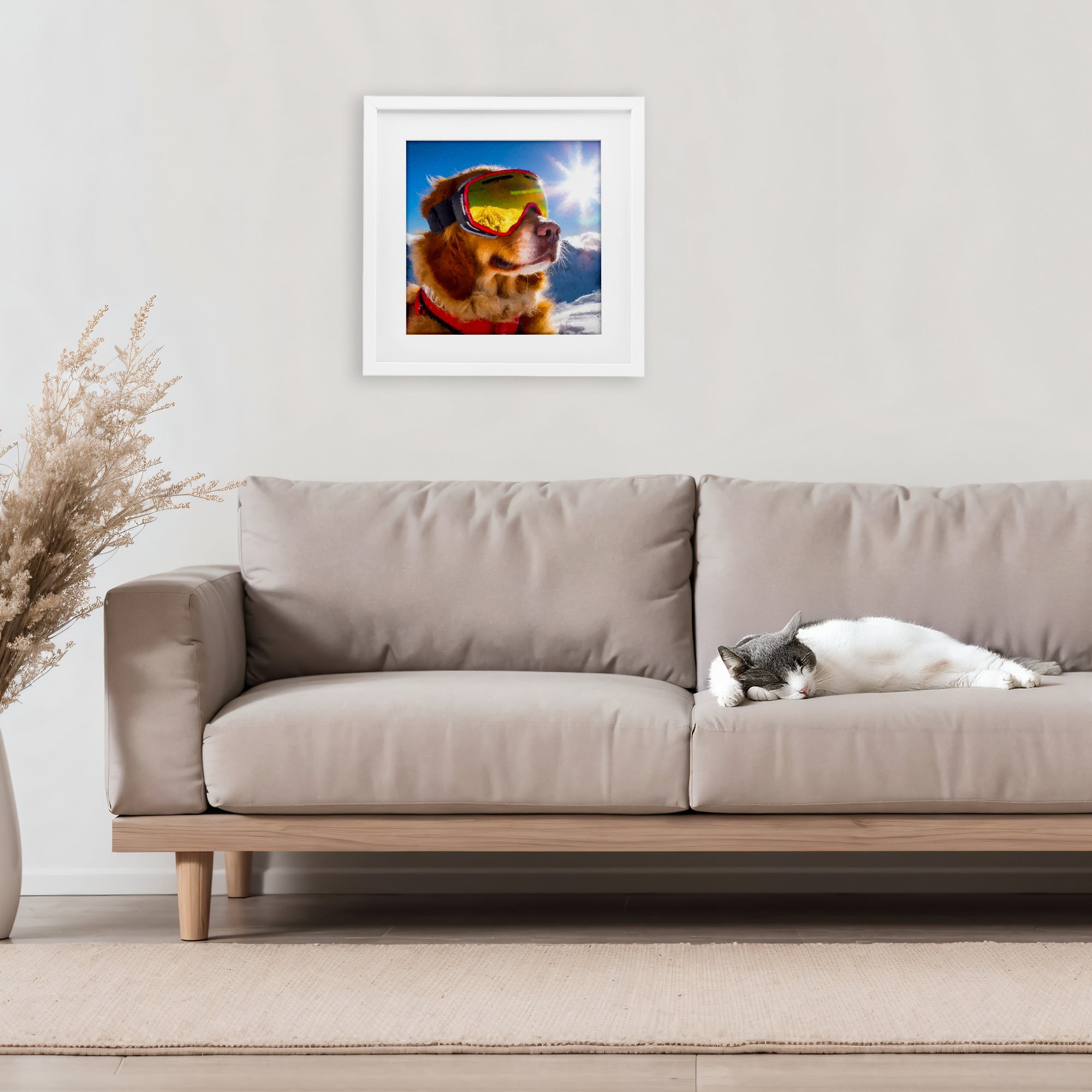 Stupell Industries Ski Goggles Retriever White Framed Print Under Glass, design by Sean Parnell