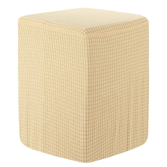 Ottoman Cover Square, Stretch Ottoman Slipcover Fit Diameter 9.8"-12.6", Non-Slip Footstool Protector Cover Beige