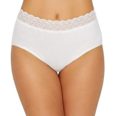 

Women s Vanity Fair 13396 Flattering Lace Cotton Stretch Brief Panty (Star White 9)