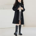 thumbnail image 5 of Fesfesfes Childrens Button Wool Blend Coat Mid Size Cardigan Mid Length Casual Winter Warm Jacket with Pockets Long Sleeve No Hood Outerwear(Black,12 Years), 5 of 9