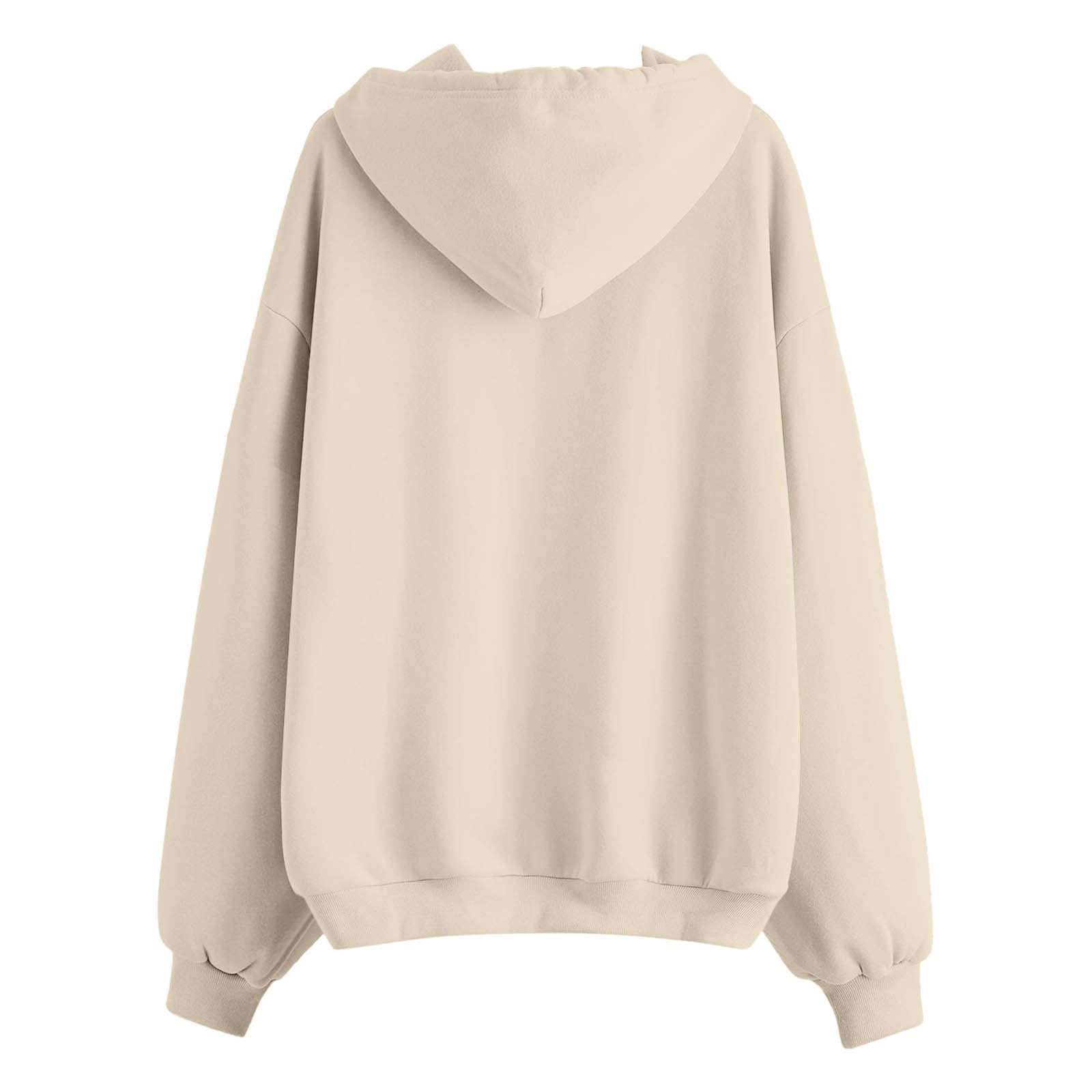 FASHOFT Oversized Hoodies For Women Casual Comfy Solid Loose Zipper Hooded Coat 2026 Full Zip Pullover Sweaters Spring Outfits Beige L