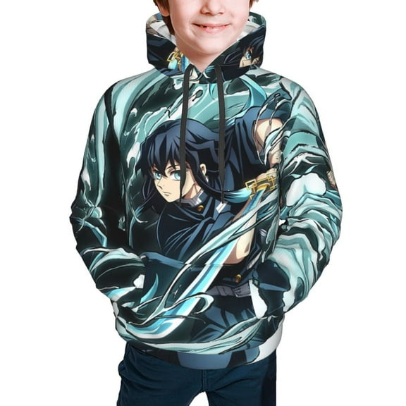 Muichiro Tokito Kids' Hoodie 3d Print Sweatshirt Soft Pullover Hooded With Big Pockets For Boys Or Girls Small