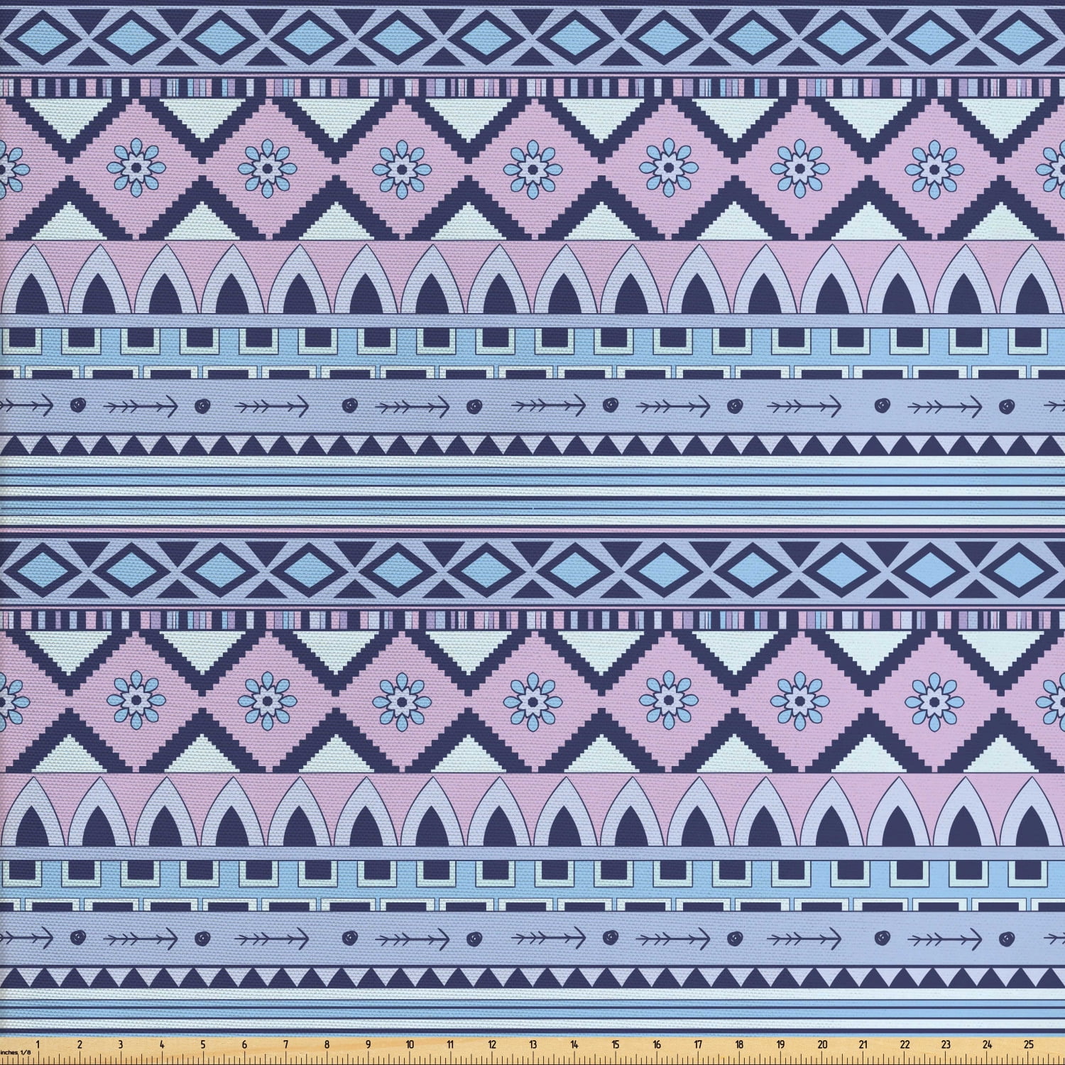 Aztec Upholstery Fabric by the Yard, Illustration of Colorful Geometric