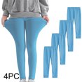 thumbnail image 2 of 4 Pack Girls Leggings Summer Spring Cotton Leggings for Girls Stretchy Pull On Pants Soft Tights 3-12 Years (11 Years, Blue), 2 of 7