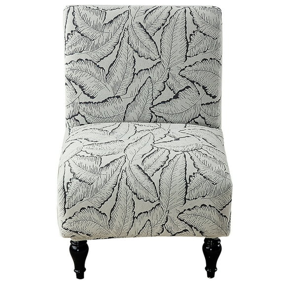HonorHut Armless Chair Cover Jacquard Chair Slipcovers Without Arms Stretch Wing Back Chair Cover Chenille Printed Seat Cover Soft Washable Furniture Protector Grey