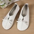 thumbnail image 5 of White Women'S Flat Shoes Soft Soled Round Toe Closed Toe Ankle Wrapping Pumps Bow Tie Detail Casual Comfortable For Everyday Wear Slip On Style Size 41, 5 of 8