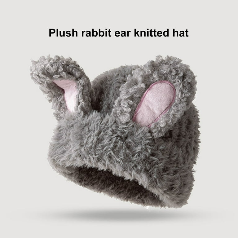 送料無料 通販  Women Grofry Hat Plush Soft Ear Decor Ear Rabbit Cartoon Clothing