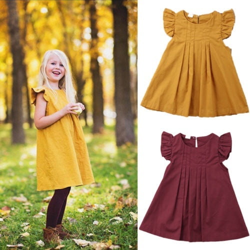Enfant d'Été Bébé Filles Partie Robe Slevess Robe de Soleil Vêtements 0-3Y Tutu Jupe Robe de Soleil