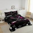 thumbnail image 3 of Hockey Full Bedding Sets Ice Hockey Stick Puck Comforter Set Hot Pink Black Neon Geometric Checkered Down Comforter For Teen Women Winter Sports Gaming Quilt Set, 3 of 7