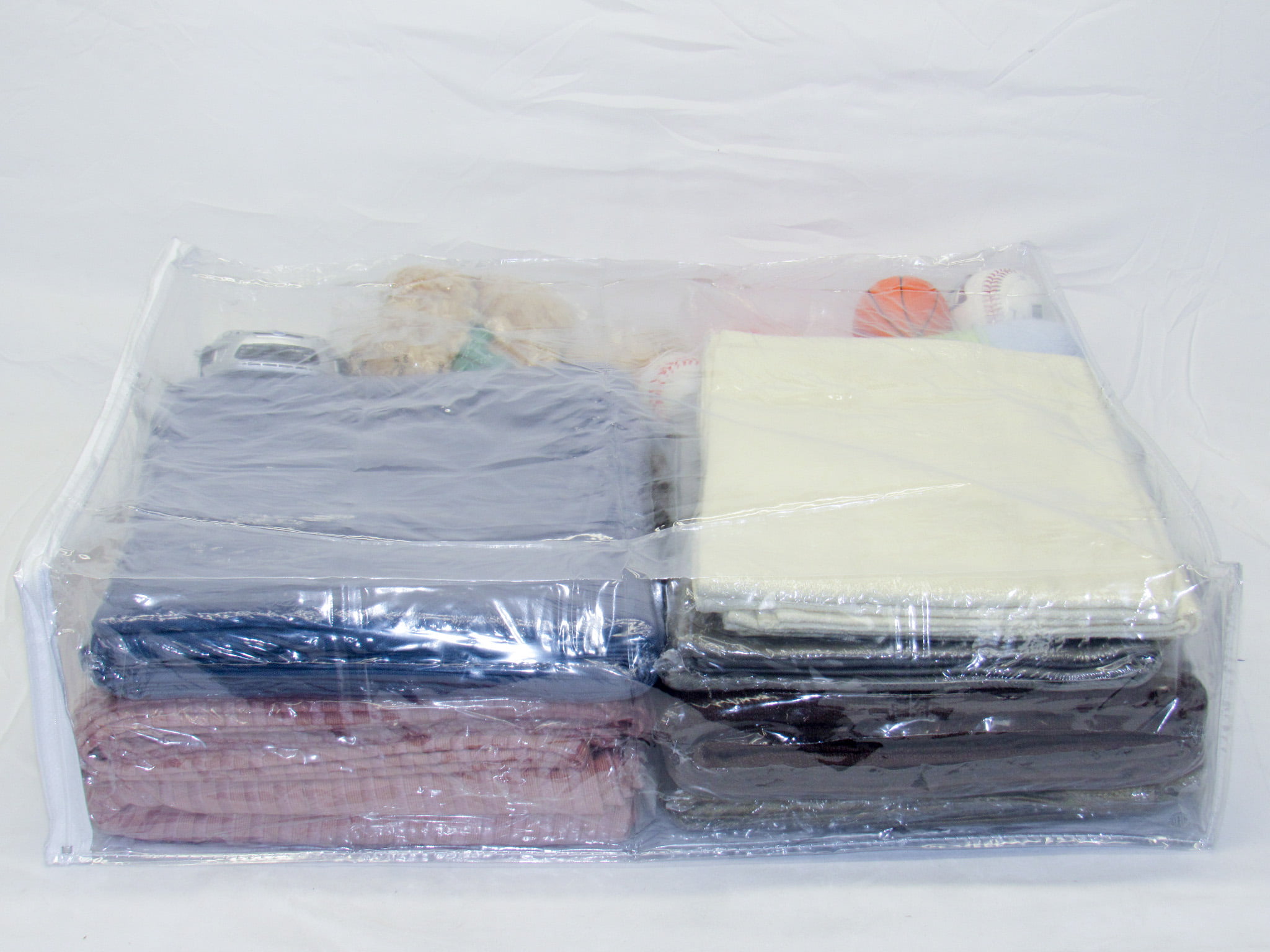 Houseables Plastic Storage Bags, Zipper Case, 25” x 13”, 5 Pack with Bonus,  13.5” x 11”, Clear, Vinyl, Moth Proof, for Blanket, Linen, Sweater, Bed