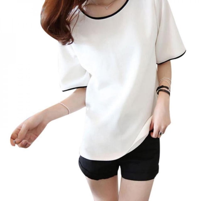 MesaSe Femmes Été Femmes Harajuku T-Shirt Manches Courtes Col Rond Décontracté Style Coréen Hauts T-Shirts