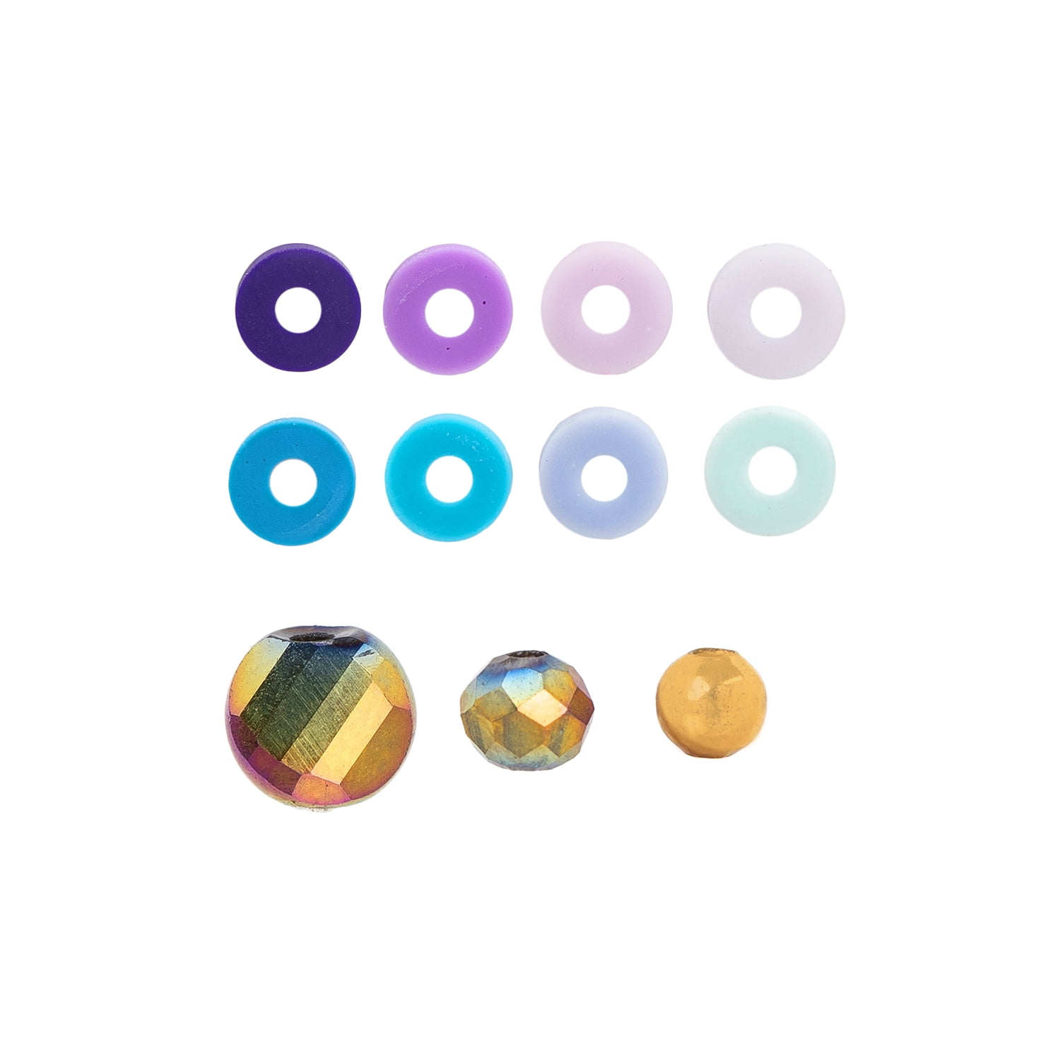 CousinDIY Jewelry Making 4-Strand Bead Kit With Heishi, Rainbow Glass Rondelle and Coin Beads