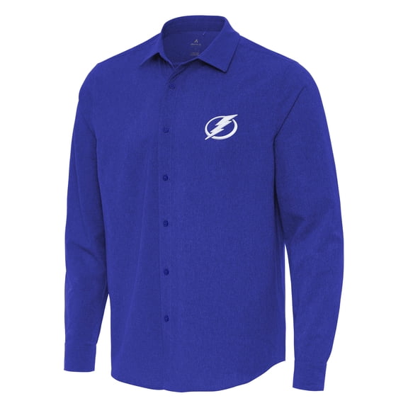 Men's Antigua Royal Tampa Bay Lightning Exposure Woven Long Sleeve Button-Up Shirt