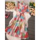 thumbnail image 1 of One SizeWomen Summer Dress Vintage Temperament National Style Fake Long Skirt New Fashion Stand Collar Single Breasted Print Dress D2741 yaoshenbao LED, 1 of 1