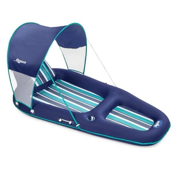 Tumbona flotante para piscina Aqua Ultimate con toldo UPF 50 y portavasos