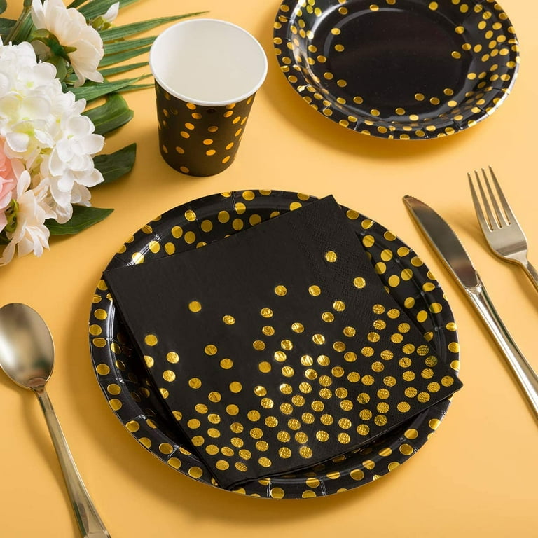 Gold paper deals plates and napkins