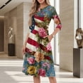 thumbnail image 3 of BOMYJESK Women's 250th Anniversary USA Flag Floral Maxi Dress 4th Of July 2026 Summer Dresses Boho Independence Day Midi Dresses Casual American Flag Floral Resort Wear Multicolor M, 3 of 6