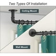 thumbnail image 3 of Industrial Curtain Rods for Windows 66 to 120, 2 Pack 1 Inch Heavy Duty Curtain Rods, Outdoor Curtains Rod 72-144 Inch, Wrap Around Blackout Curtains Rod, Rustic Black, 3 of 11