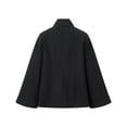 thumbnail image 4 of Female Batwing Sleeve Ponchos Pea Coat Wool Stand Collar Jacket Cropped Overcoat Black L, 4 of 8