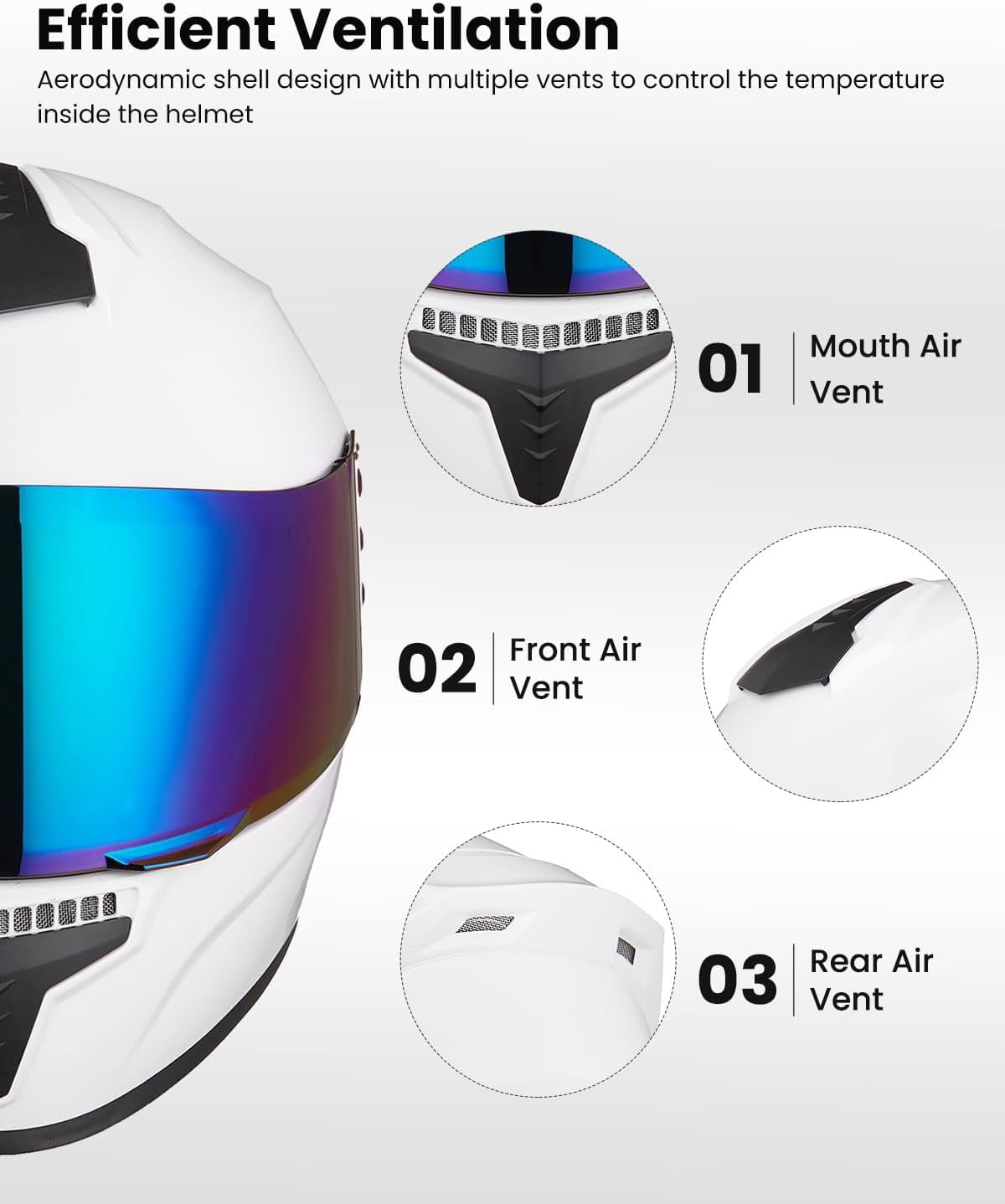 Full Face Motorcycle Helmets for Adults Men and Women DOT Street Bike Racing Helmet with Tinted Visor Model MD-813